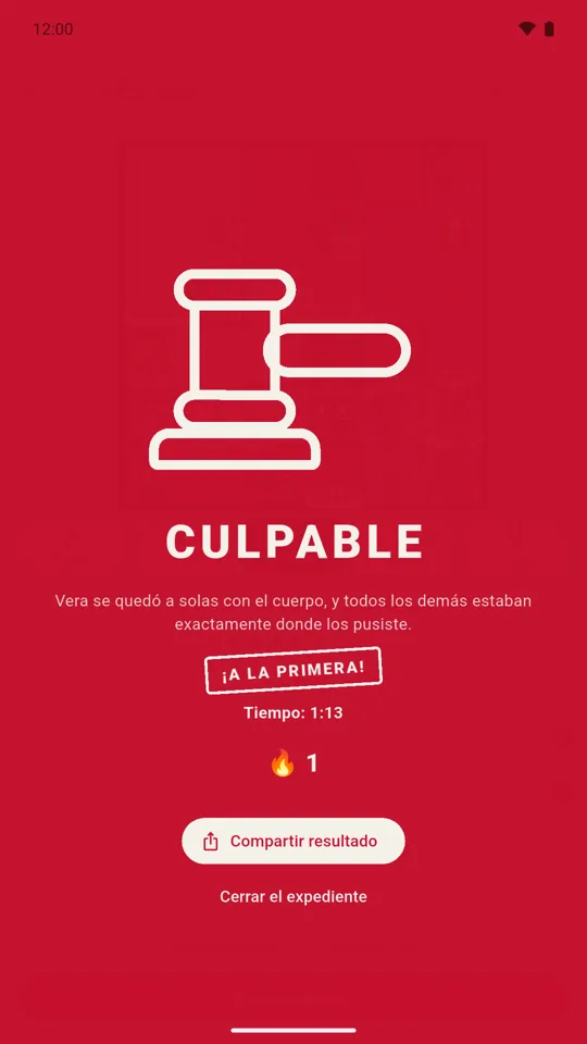 Culpable: el veredicto del reto diario, resuelto a la primera